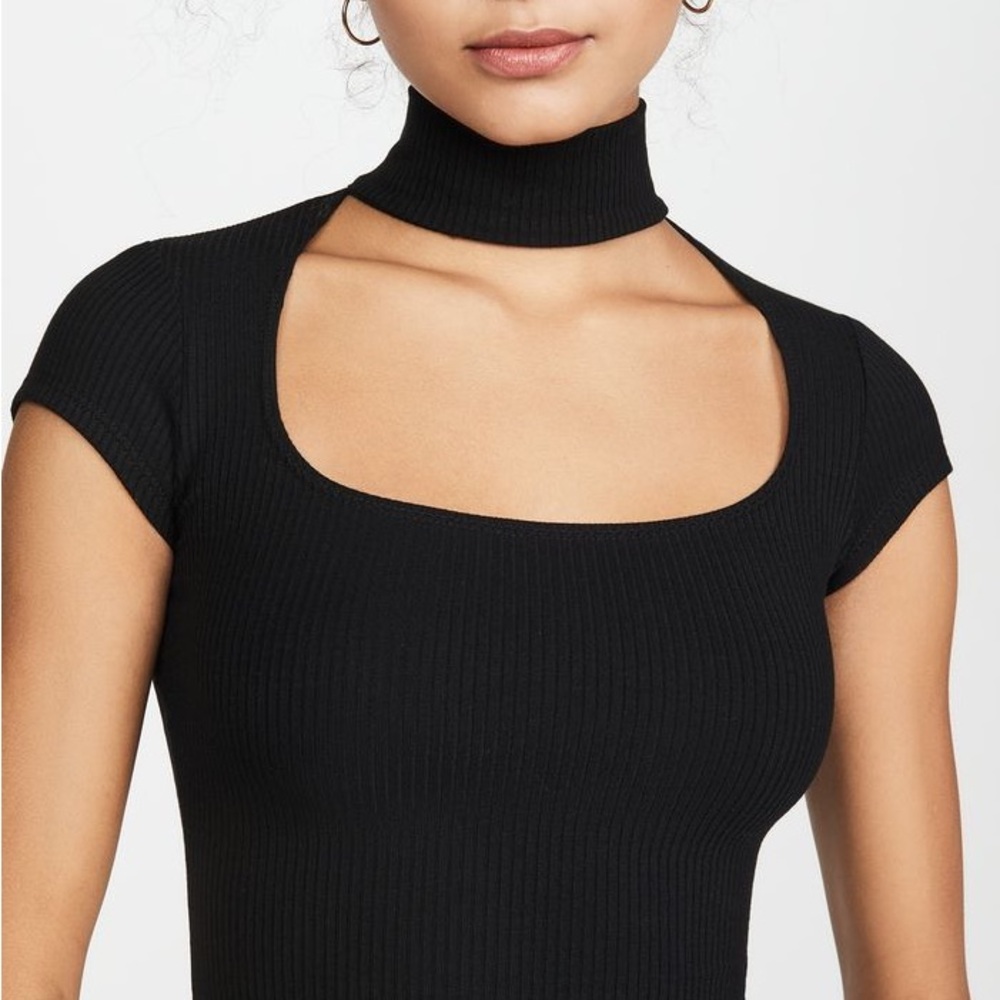 Reformation Black Ribbed Bodysuit